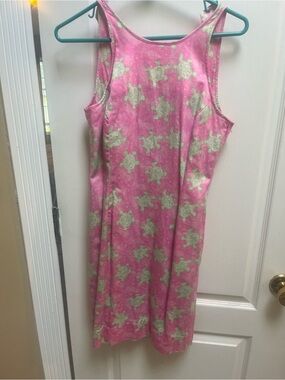 Lilly Pulitzer Pink Dress with Green Turtle Print